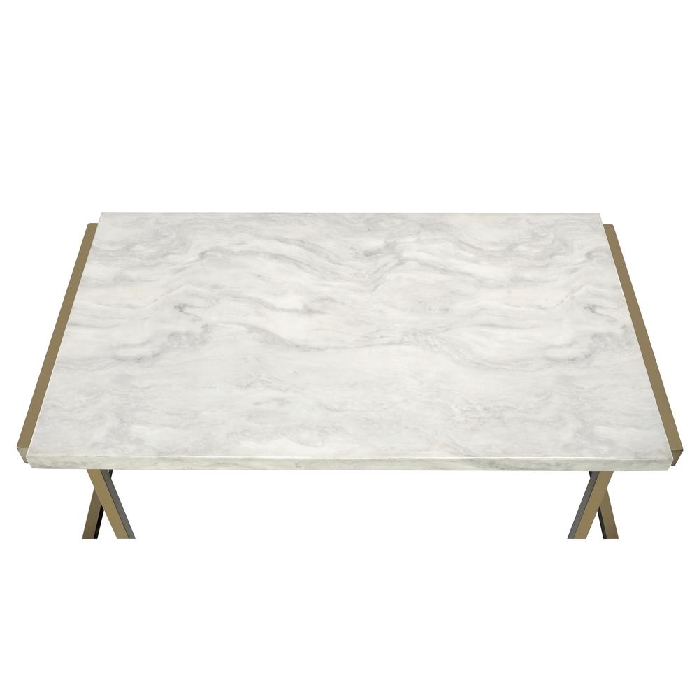 Boice II End Table, Faux Marble & Champagne. Picture 3