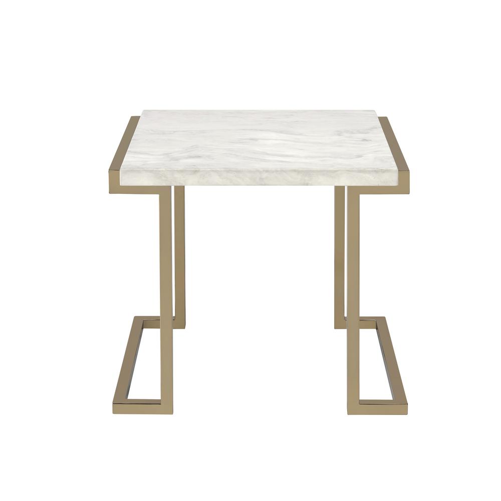Boice II End Table, Faux Marble & Champagne. Picture 6