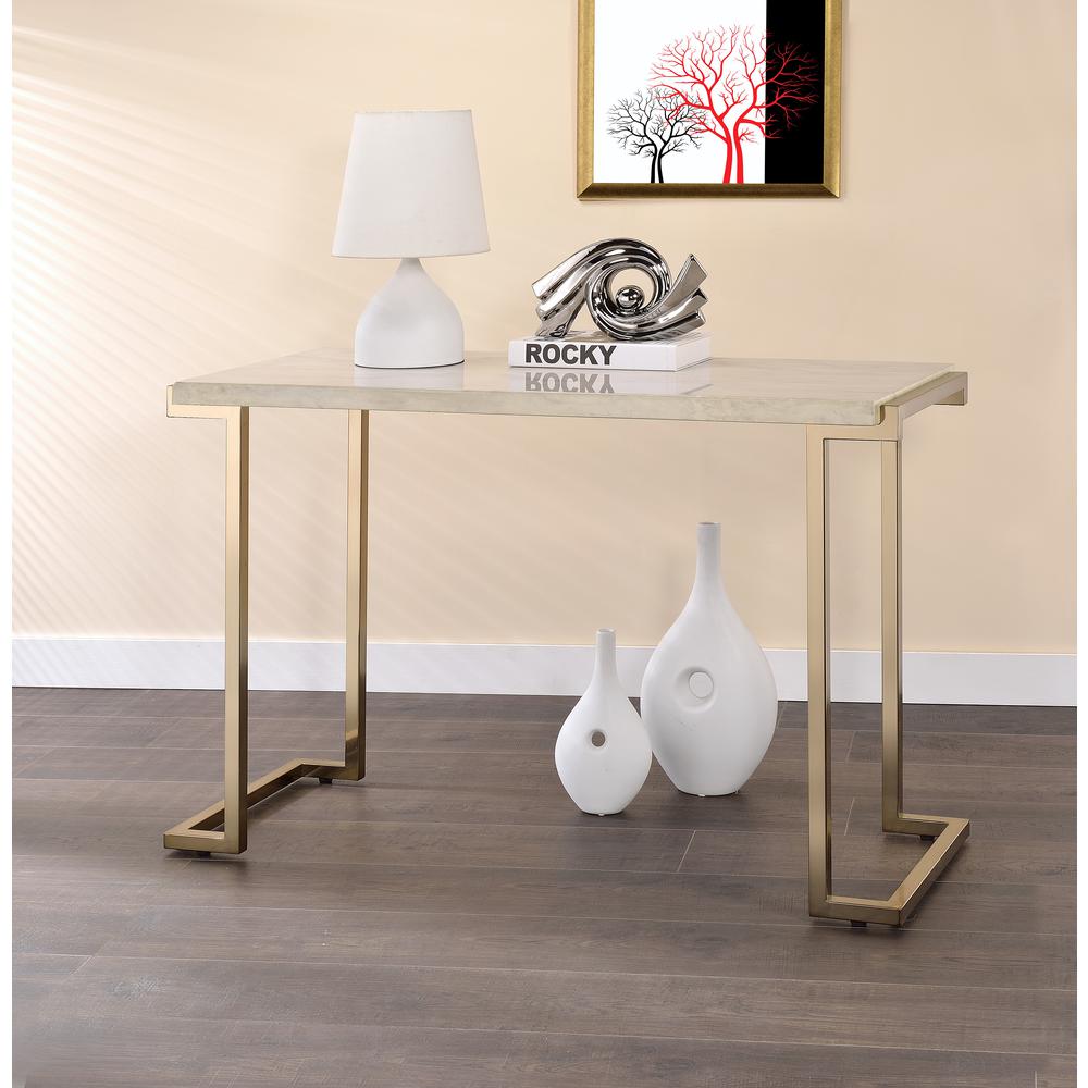 Boice II End Table, Faux Marble & Champagne. Picture 7