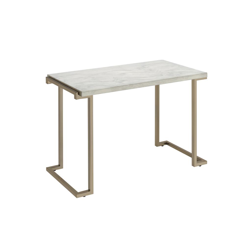 Boice II End Table, Faux Marble & Champagne. Picture 8