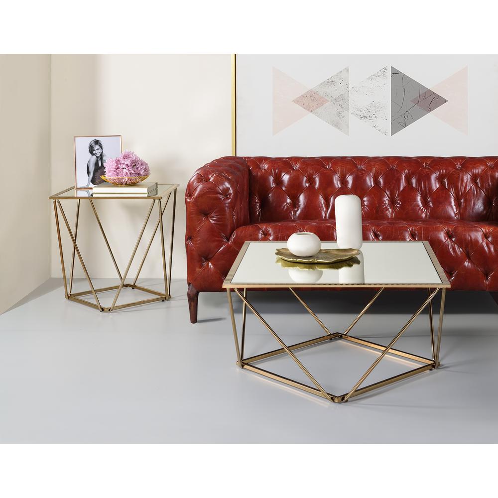 End Table, Mirrored & Champagne Gold  Finish 86057. Picture 2