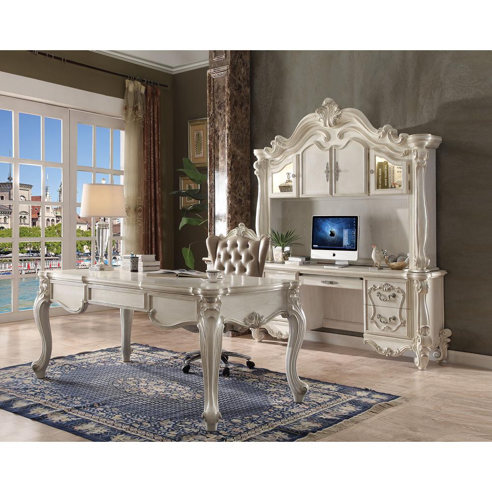 Versailles Executive Office Chair Vintage Gray Synthetic Leather & Bone White. Picture 2