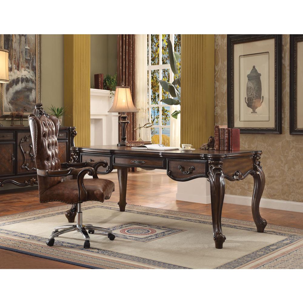 Versailles Executive Chair w/Swivel & Lift, 2-Tone Light Brown PU & Cherry Oak (92282). Picture 2