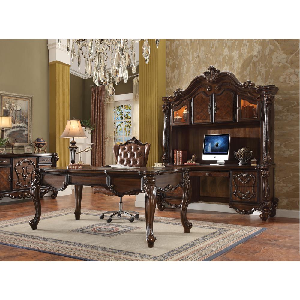 Versailles Executive Chair w/Swivel & Lift, 2-Tone Light Brown PU & Cherry Oak (92282). Picture 1