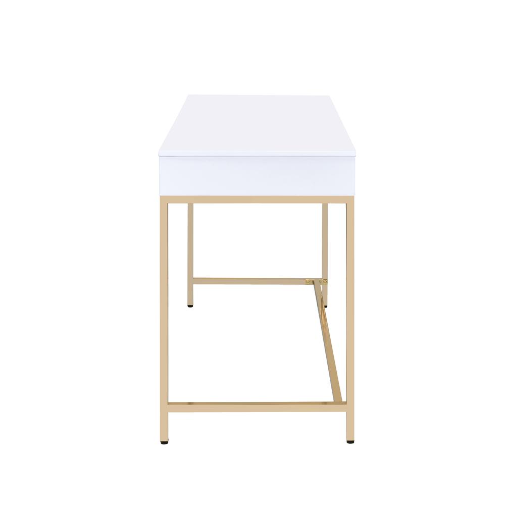 Ottey Writing Desk(Same AC00899) White High Gloss & Gold. Picture 5