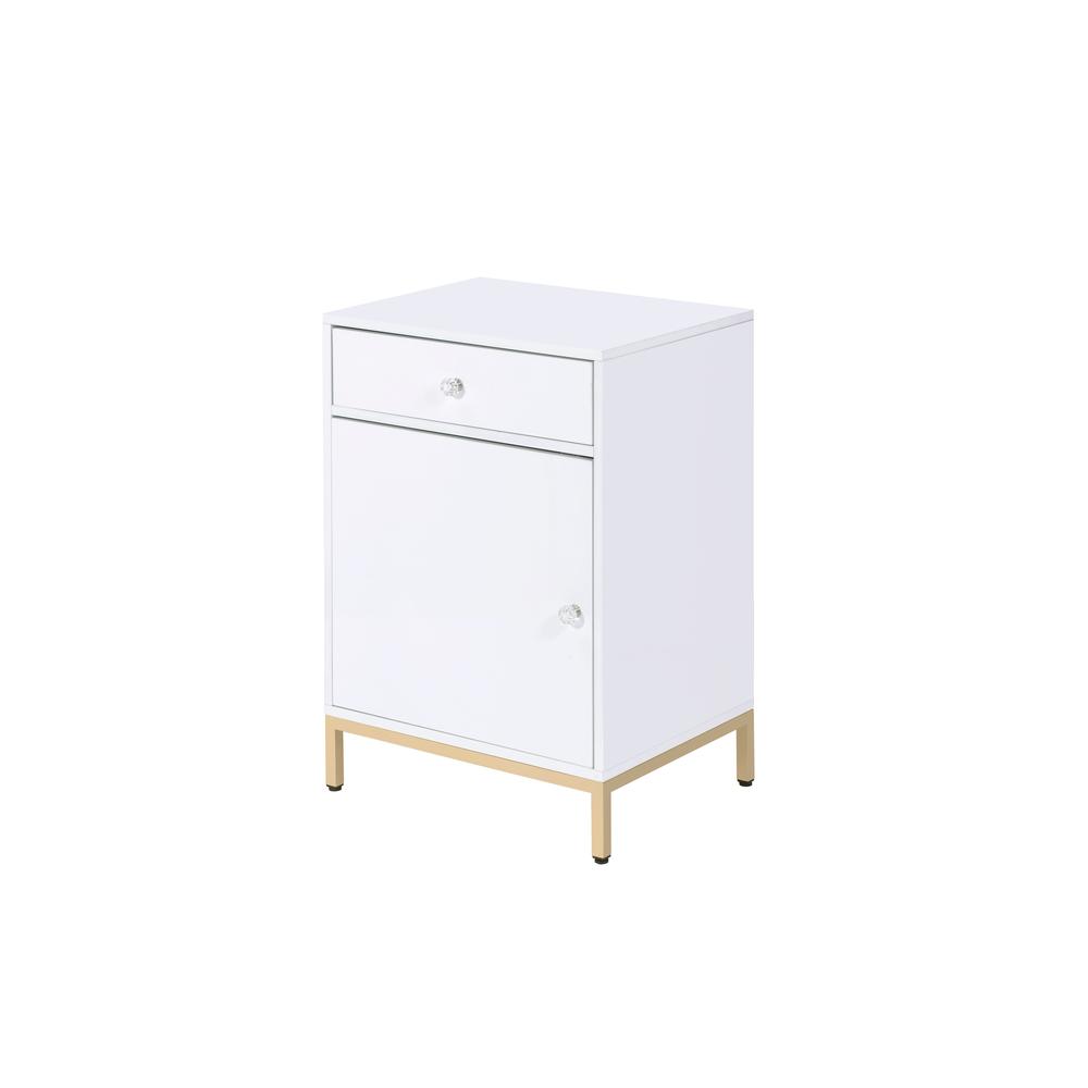 Ottey Writing Desk(Same AC00899) White High Gloss & Gold. Picture 11
