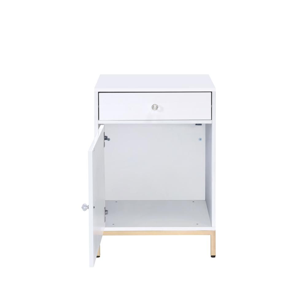 Ottey Writing Desk(Same AC00899) White High Gloss & Gold. Picture 15