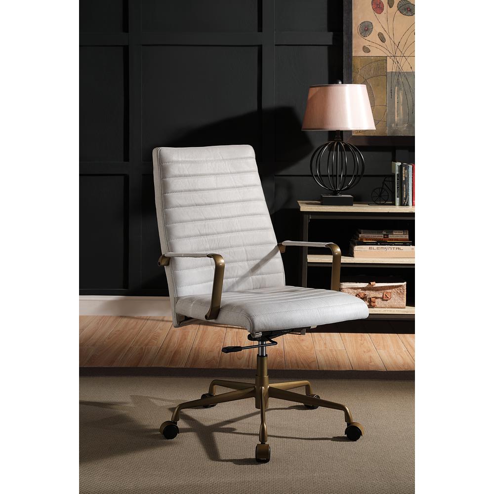 Duralo Office Chair, Vintage White Top Grain Leather (93168). Picture 19