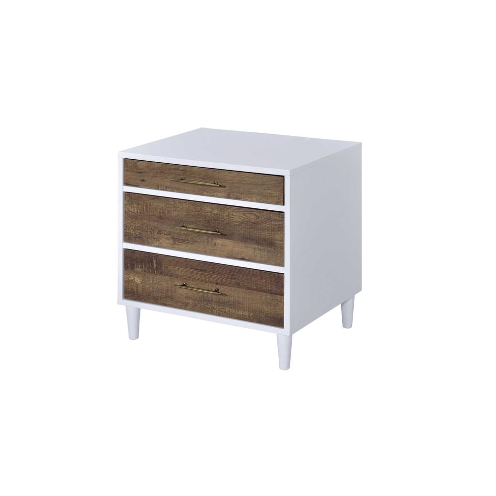 Lurel Night Table, White & Weathered Oak. Picture 1