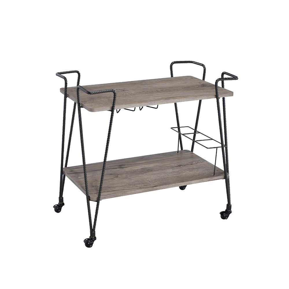 Jorgensen Serving Cart Rustic Oak & Charcoal. Picture 13