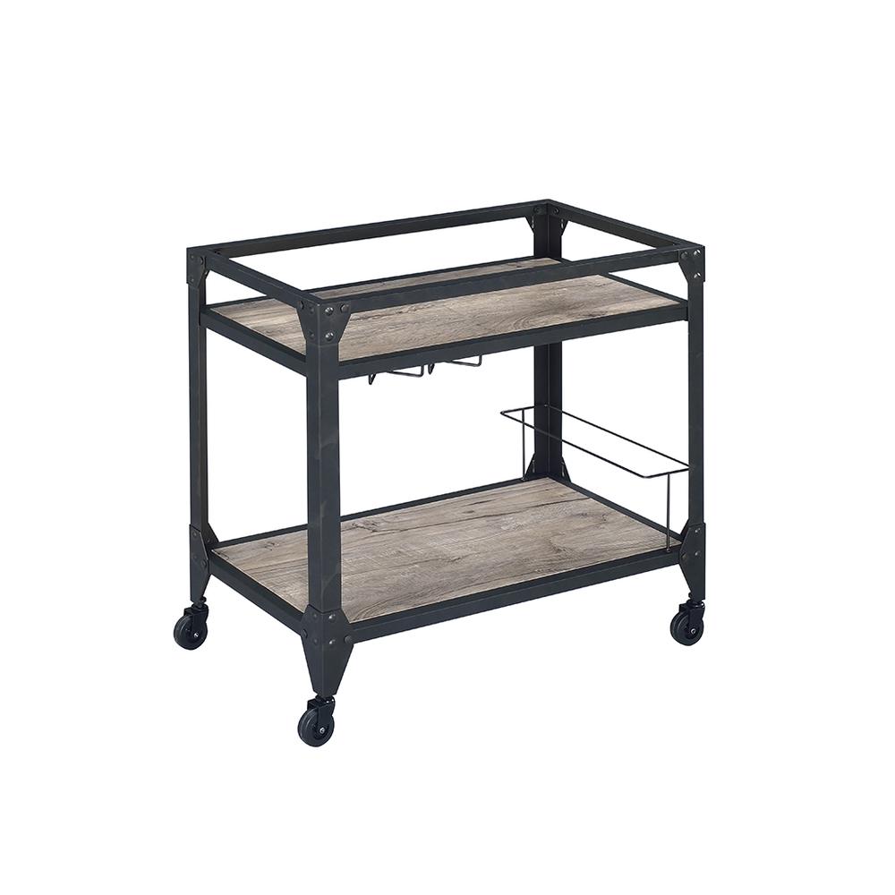 Jorgensen Serving Cart Rustic Oak & Charcoal. Picture 23