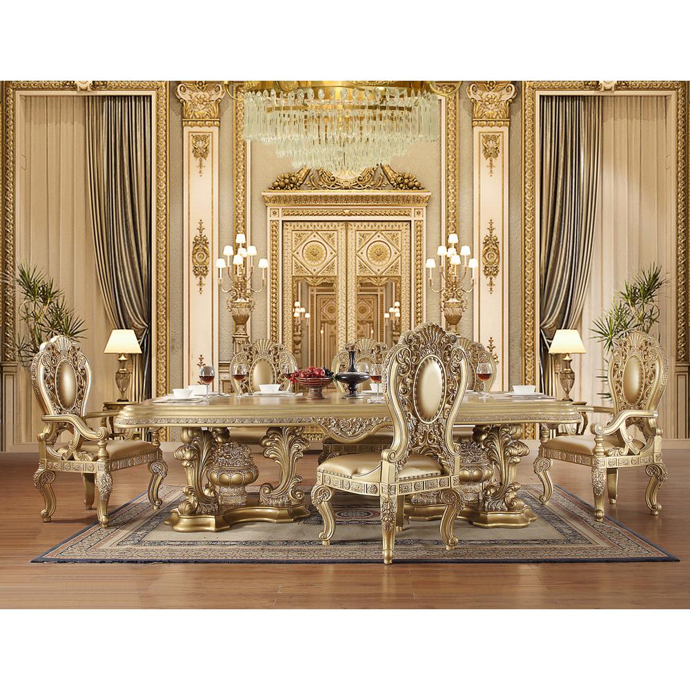 Seville Side Chair (Set-2) Synthetic Leather & Gold. Picture 1