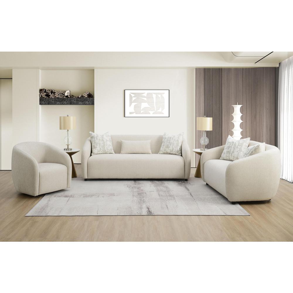 Etienne Loveseat w/3 Pillows, Beige Linen. Picture 5