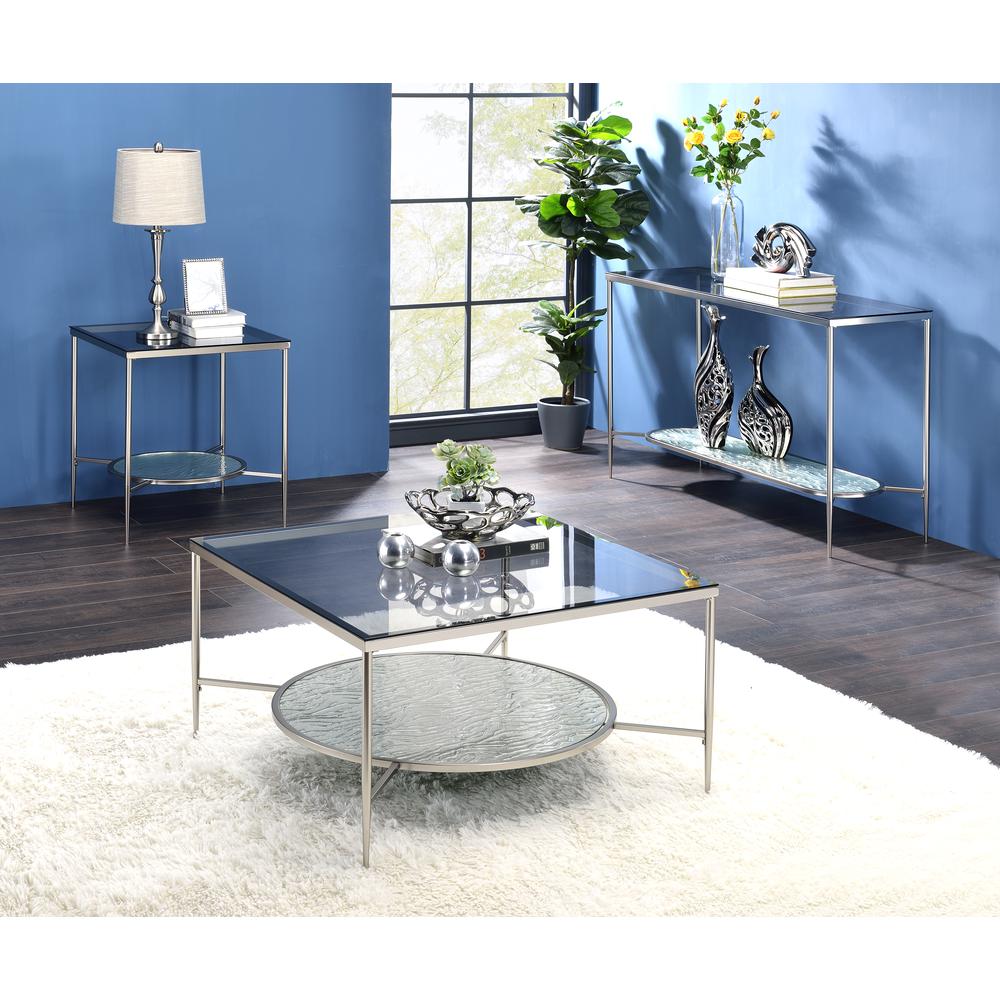 ACME Adelrik End Table, Glass & Chrome Finish. Picture 1