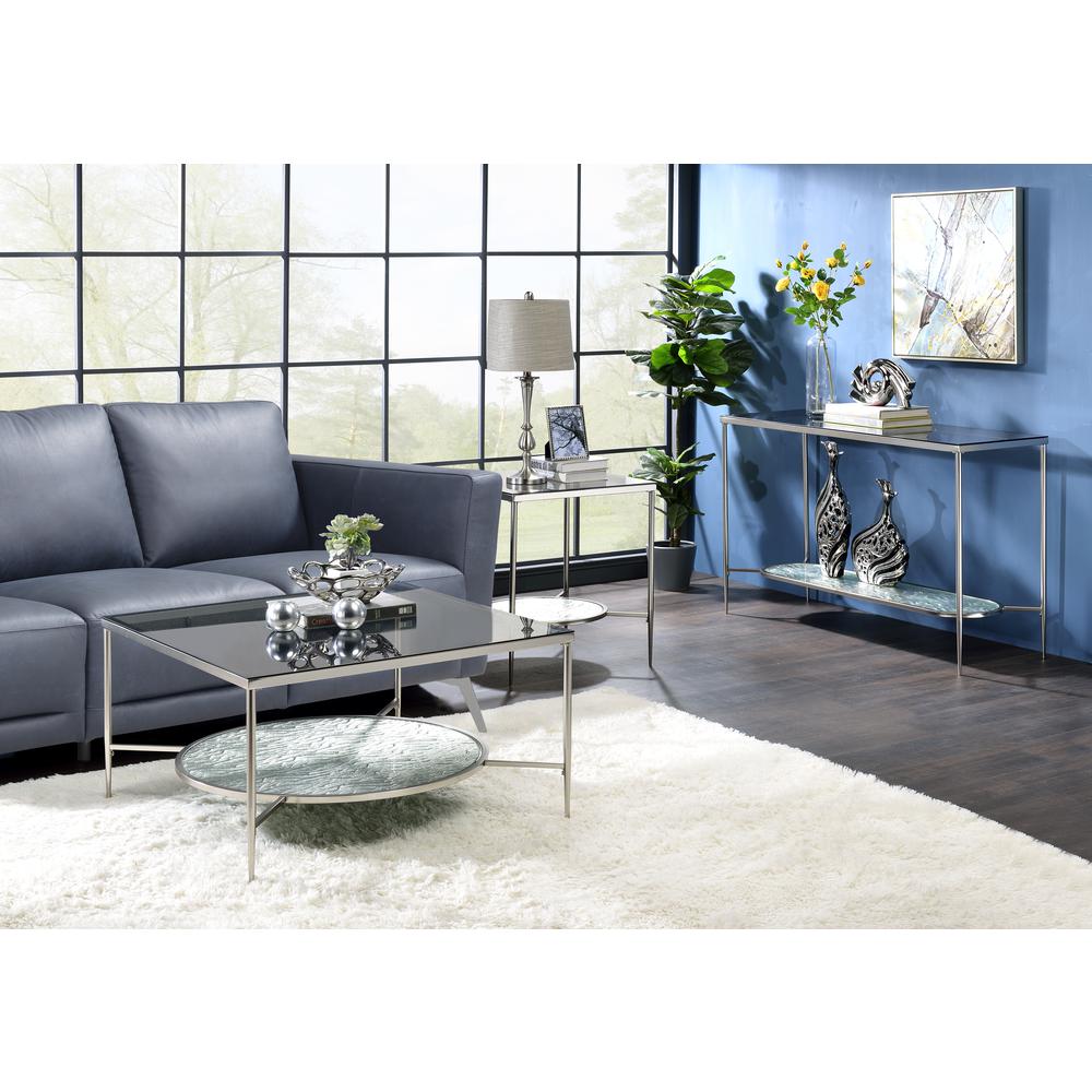 ACME Adelrik End Table, Glass & Chrome Finish. Picture 2