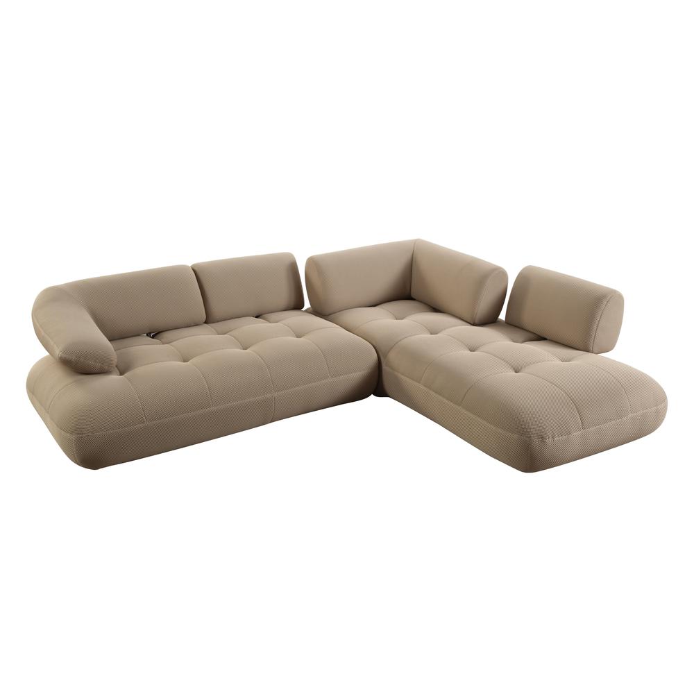 Carrick Sectional Sofa w/6 Pillows, Beige Sandwich Mesh Fabric. Picture 2