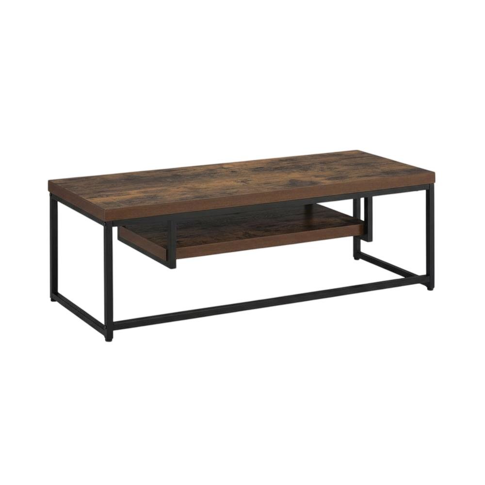 Weathered Oak and Black Metal TV Stand with Storage Compartments. Picture 1
