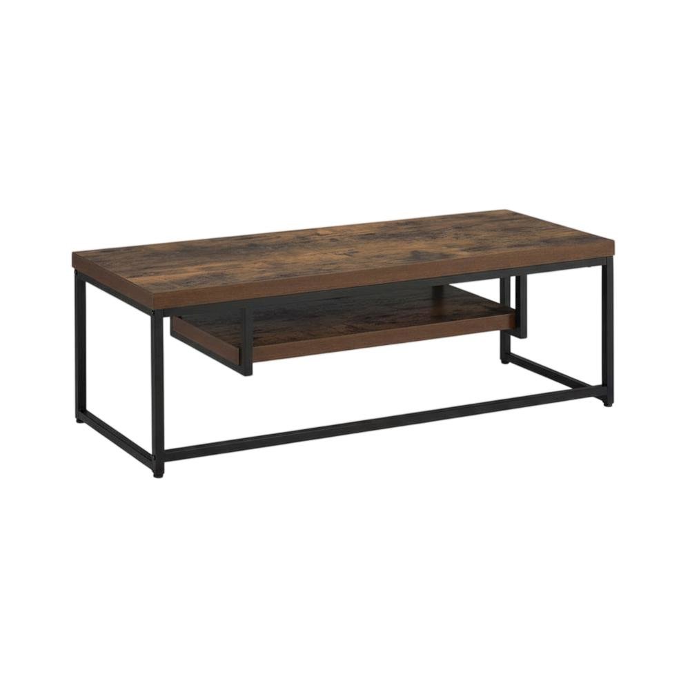 Weathered Oak & Black Metal TV Stand with Elegant Storage Design. Picture 1