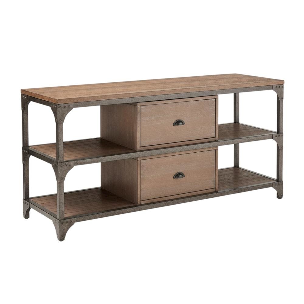 Industrial-style TV stand, Weathered Oak, Antique Silver, metal, wood veneer. Picture 1