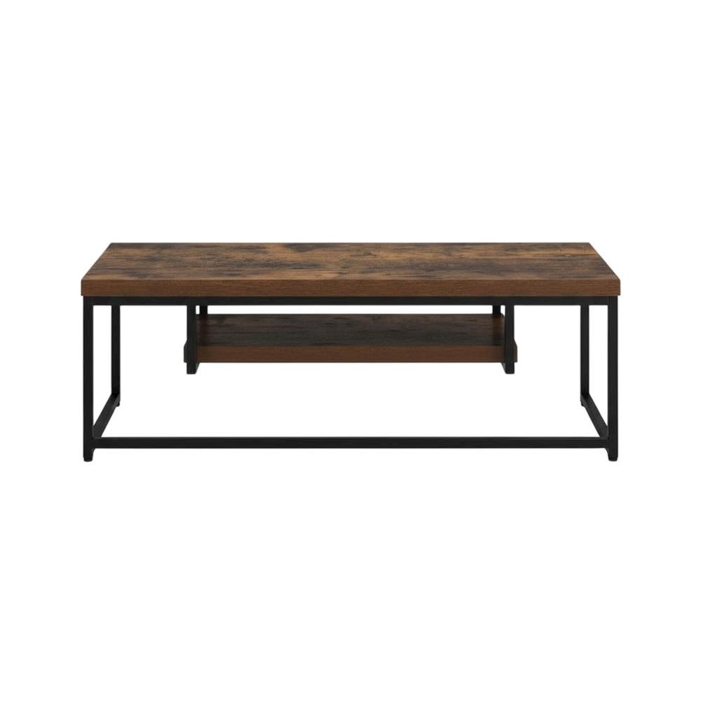 Weathered Oak & Black Metal TV Stand with Elegant Storage Design. Picture 4