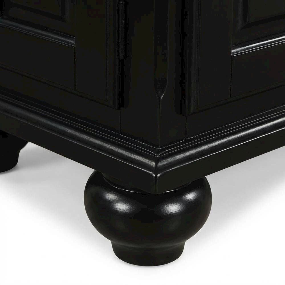 Black wood TV stand with spacious surface and modern design. Picture 6