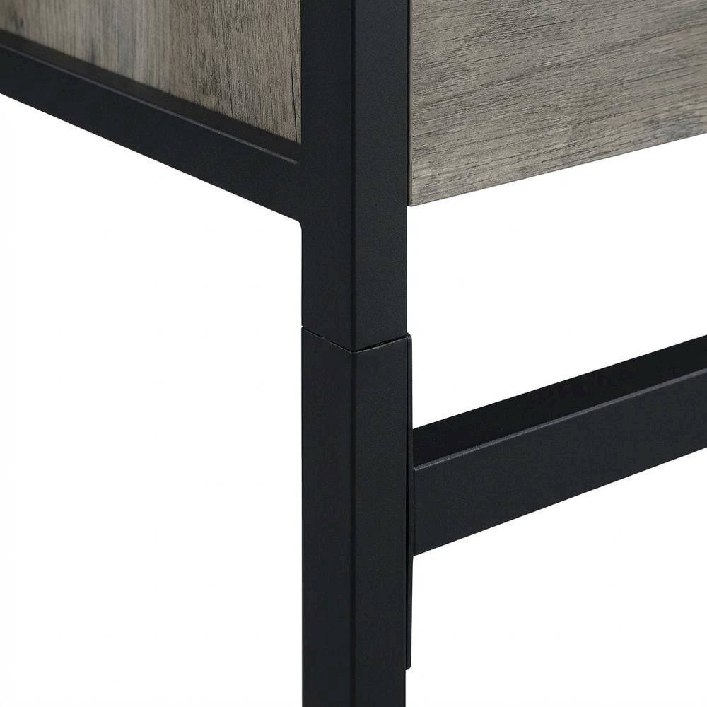 Light Weathered Oak And Black Finish Office Desk With Built-In Usb Port. Picture 6