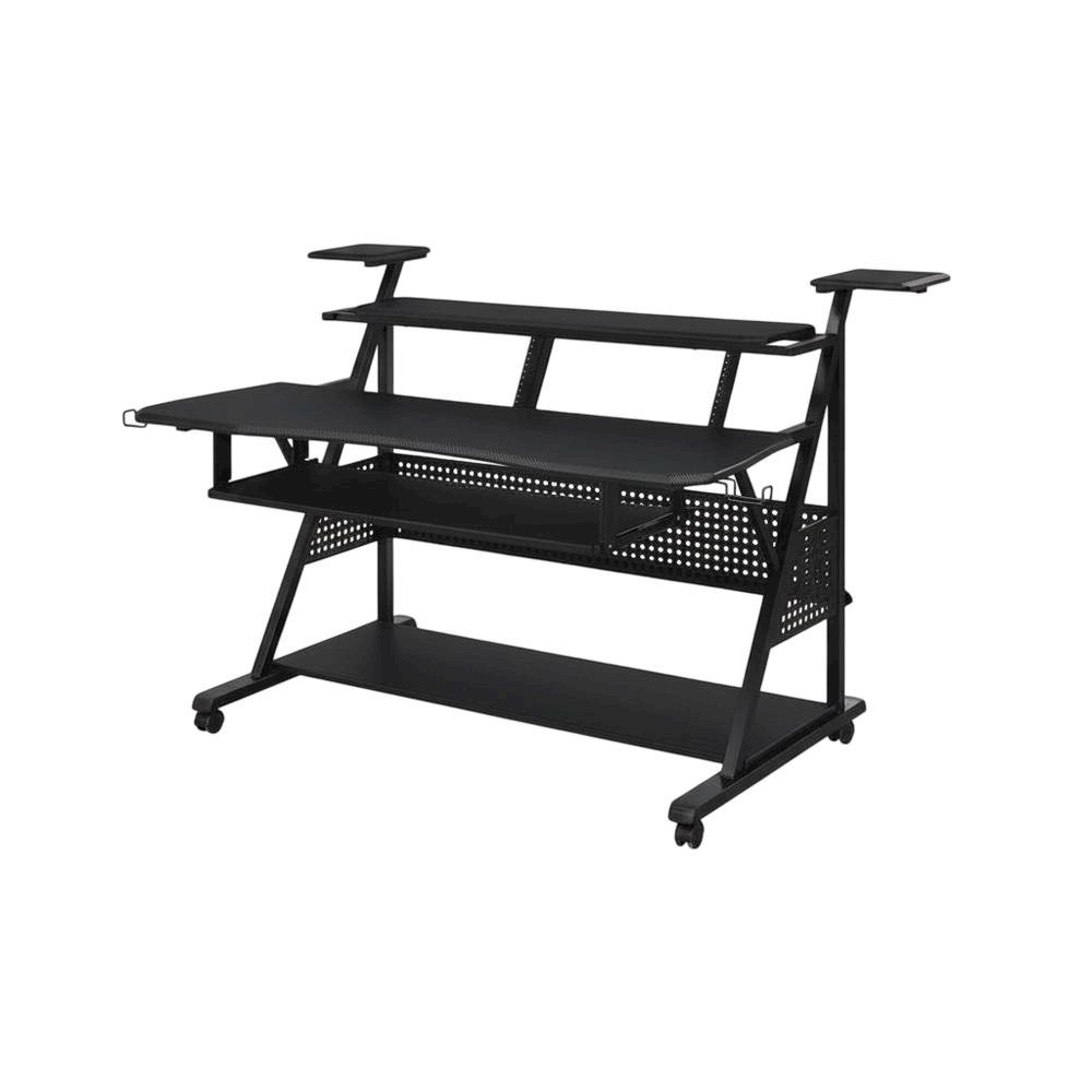 Black Industrial Office Desk With Metal And Mdf Finish
