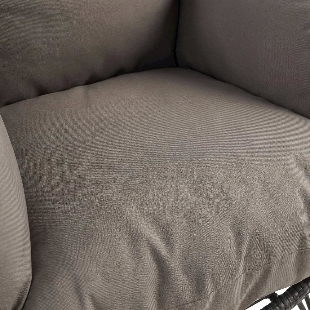 Light Gray Fabric, Black Wicker Patio Lounge Chair For Outdoor Comfort. Picture 5