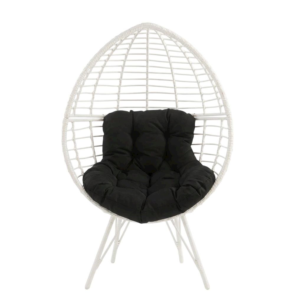 Black Patio Lounge Chair With Wicker Accents For Outdoor Comfort. Picture 4