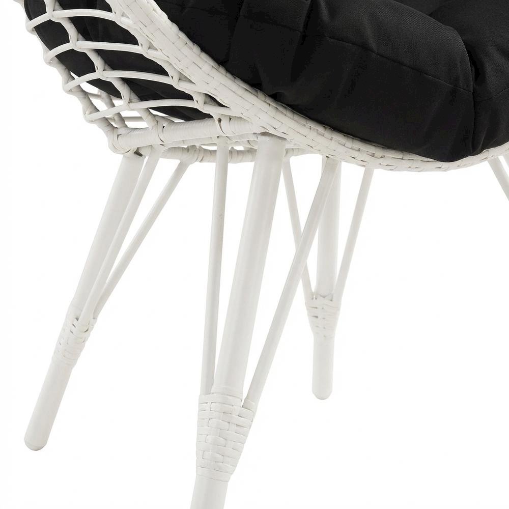 Black Patio Lounge Chair With Wicker Accents For Outdoor Comfort. Picture 6