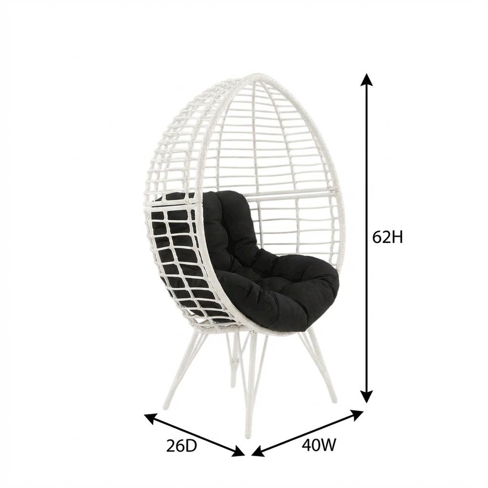 Black Patio Lounge Chair With Wicker Accents For Outdoor Comfort. Picture 7