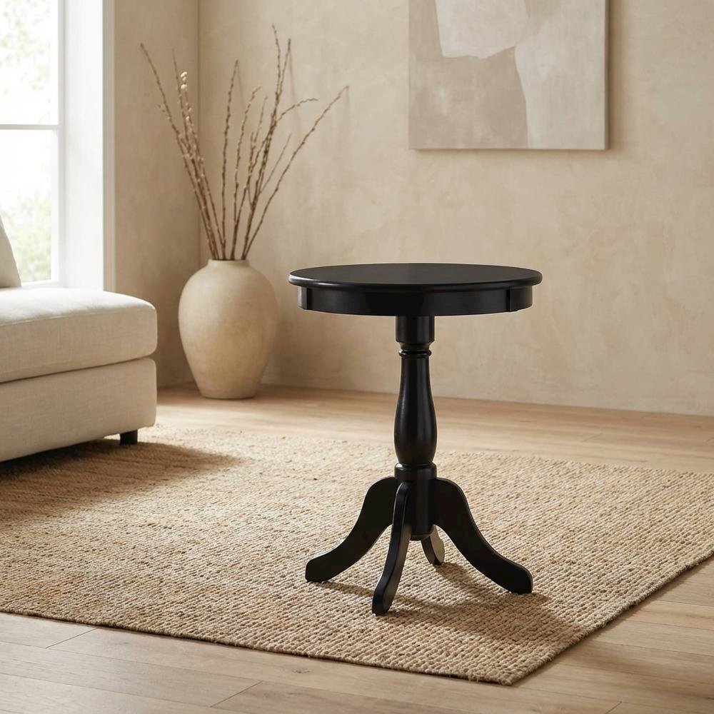 Black, Accent Side Table, Quality Build, Durable Wood Frame. Picture 3