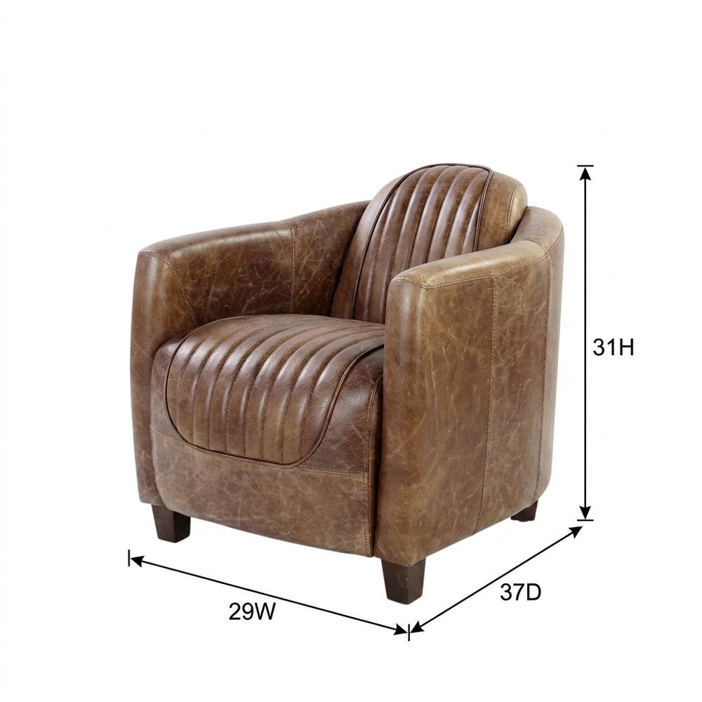 Industrial Armchair with Retro Brown Leather & Aluminum Frame. Picture 7