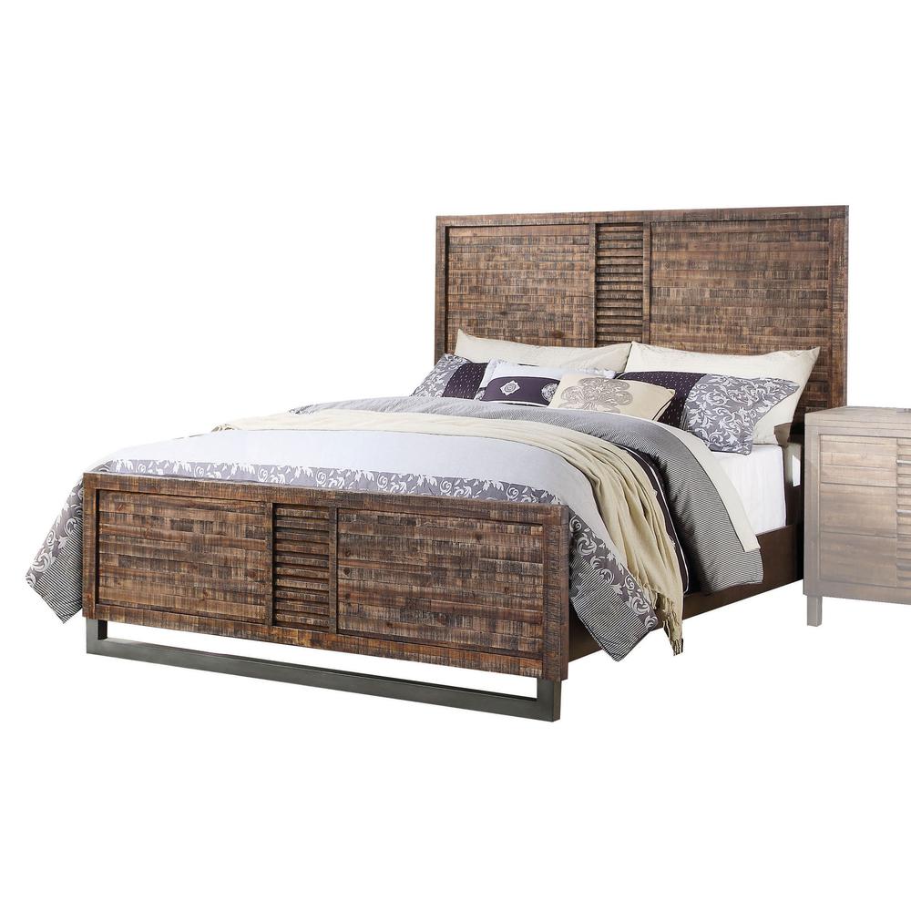 Andria Queen Bed Reclaimed Oak. Picture 1