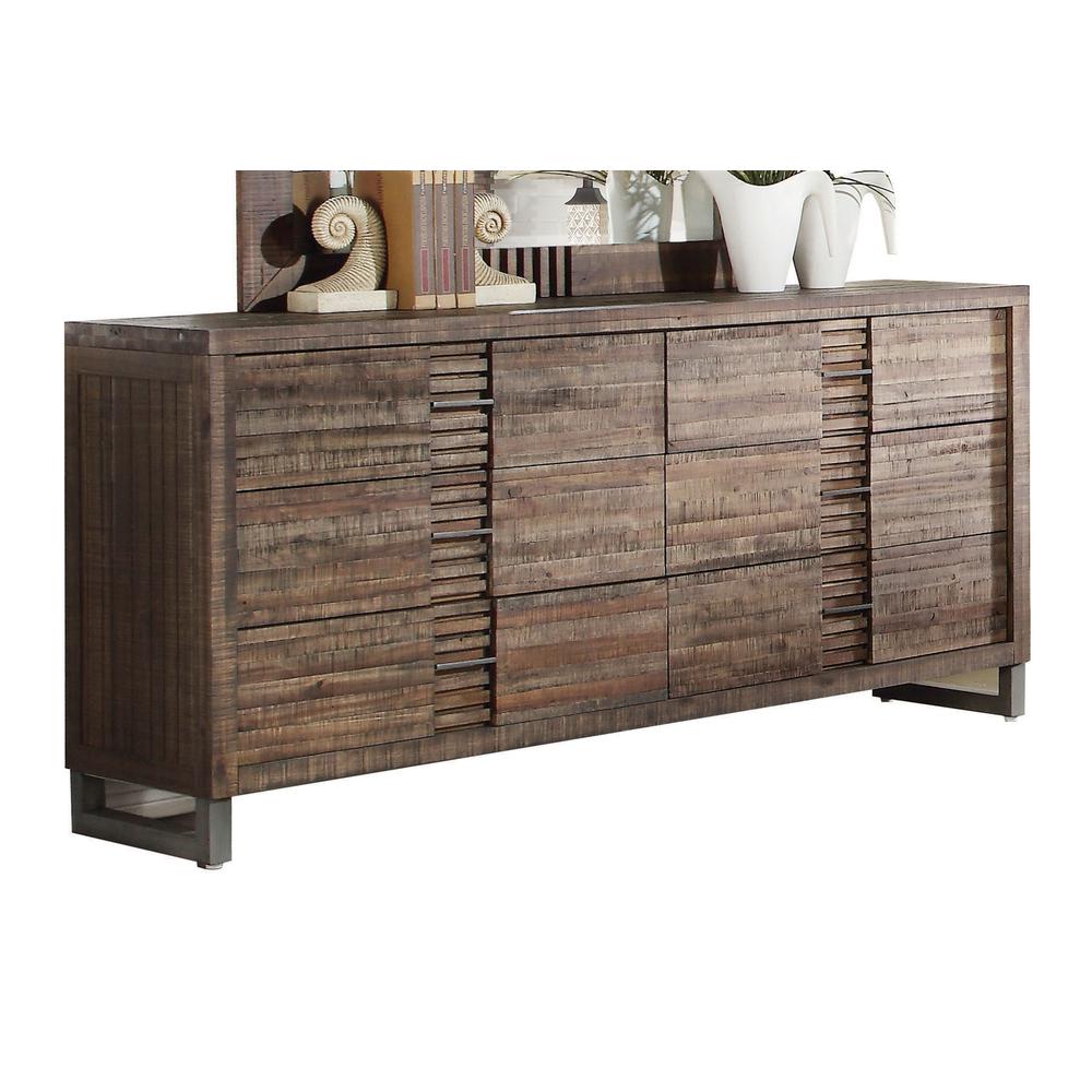 Andria Queen Bed Reclaimed Oak. Picture 4