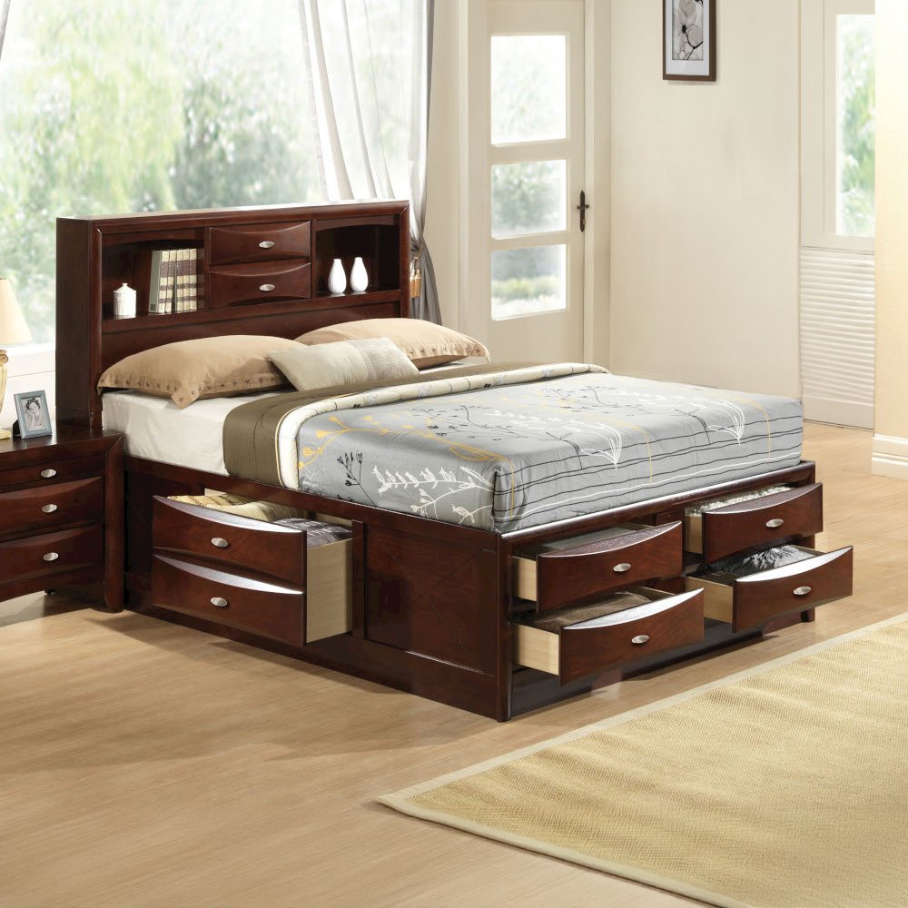 Ireland Queen Bed w/Storage Espresso. Picture 1
