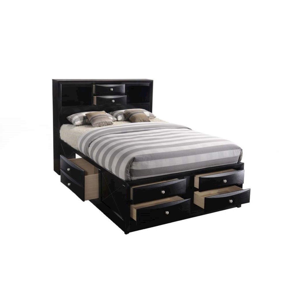 Ireland Queen Bed w/Storage Black. Picture 5