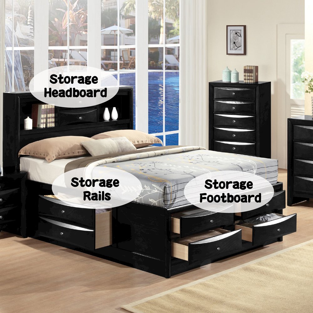 Ireland Queen Bed w/Storage Black. Picture 8