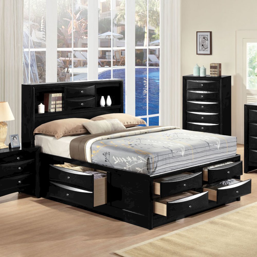 Ireland Full Bed w/Storage Black. Picture 1