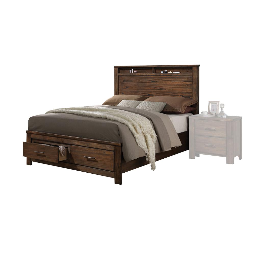 Merrilee Eastern King Bed w/Storage Oak. Picture 1