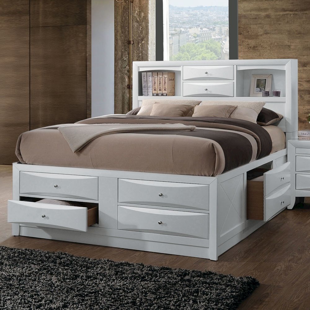 Ireland Eastern King Bed w/Storage White. Picture 1