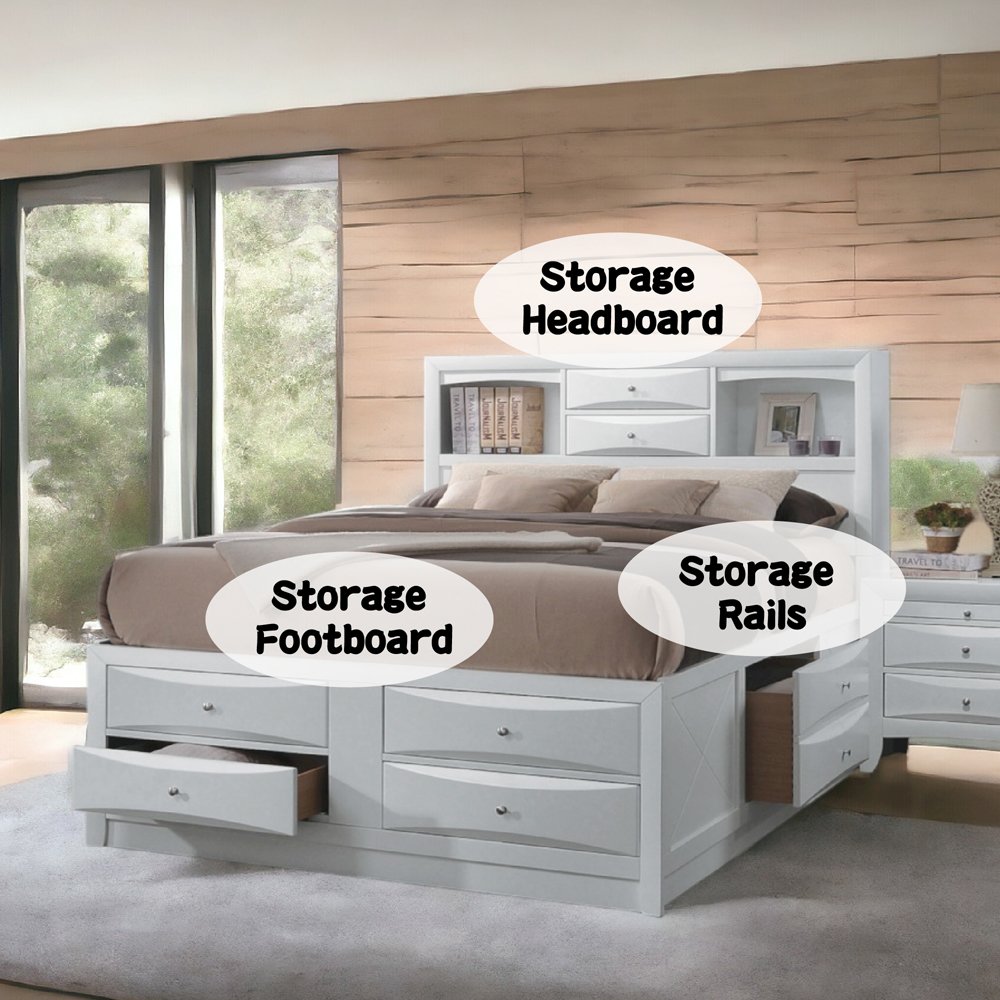 Ireland Queen Bed w/Storage White. Picture 10