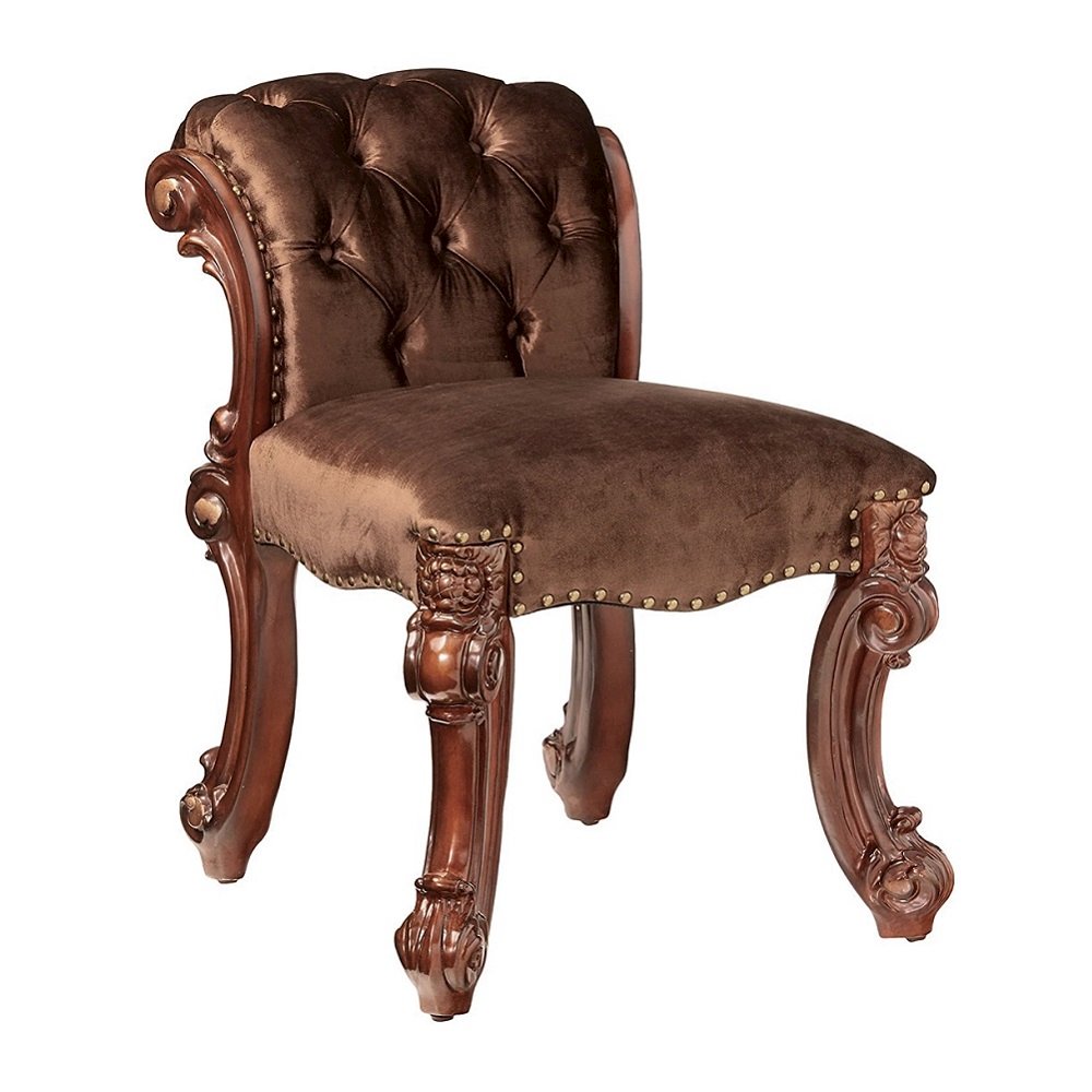 Vendome Vanity Stool Fabric & Cherry. Picture 2