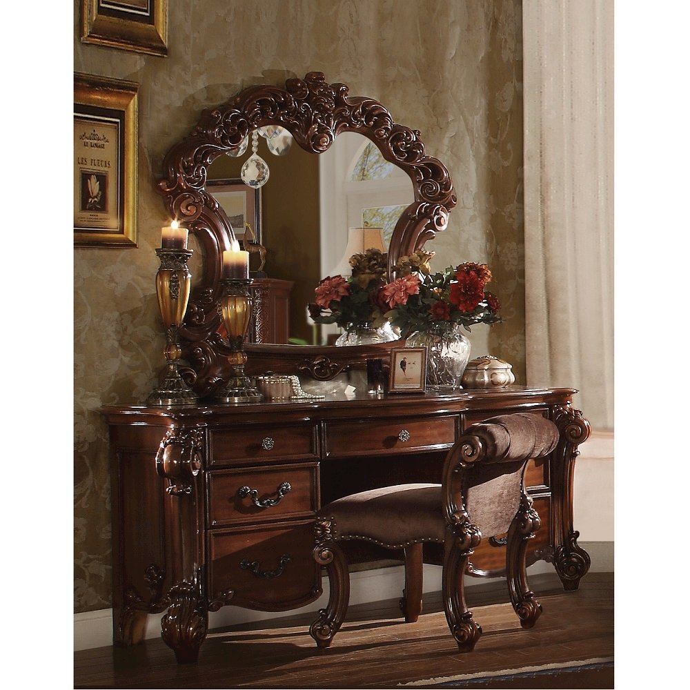 Vendome Vanity Stool Fabric & Cherry. Picture 5