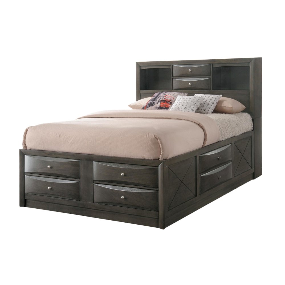 Ireland Queen Bed w/Storage Gray Oak. Picture 2