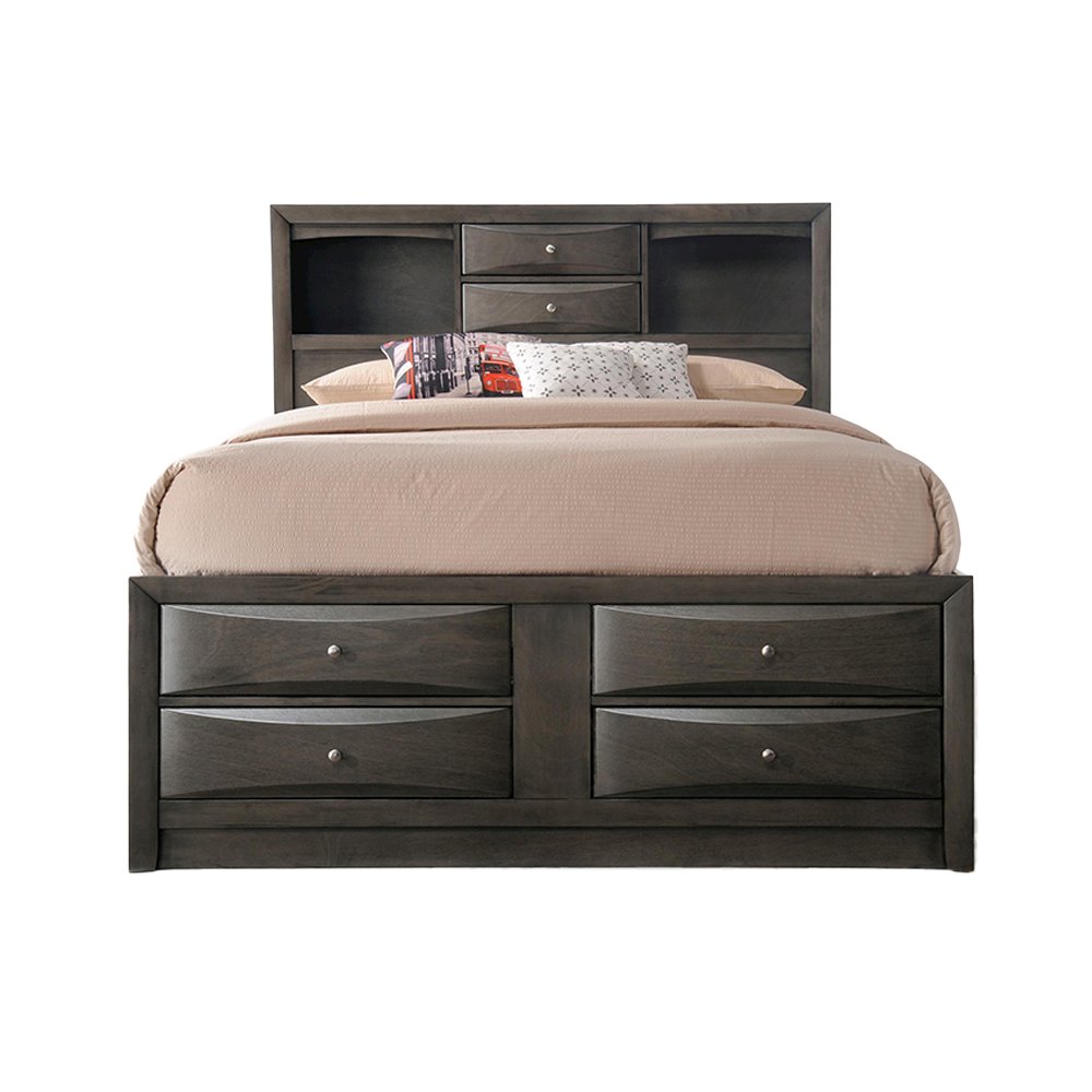 Ireland Queen Bed w/Storage Gray Oak. Picture 3