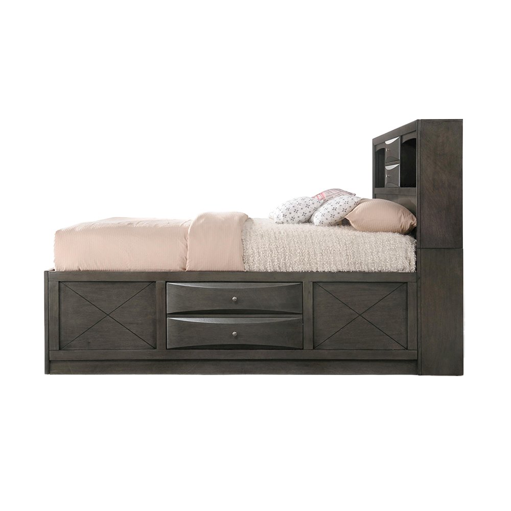 Ireland Queen Bed w/Storage Gray Oak. Picture 4