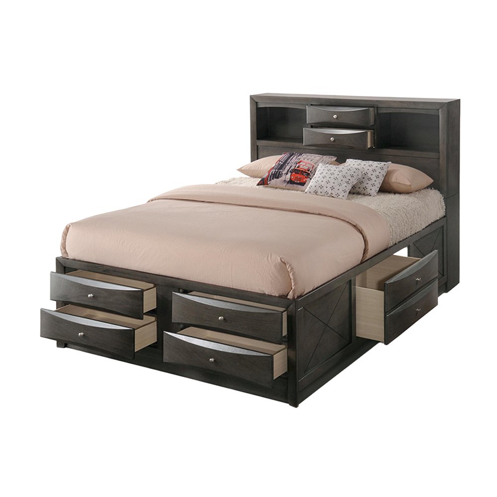 Ireland Queen Bed w/Storage Gray Oak. Picture 5