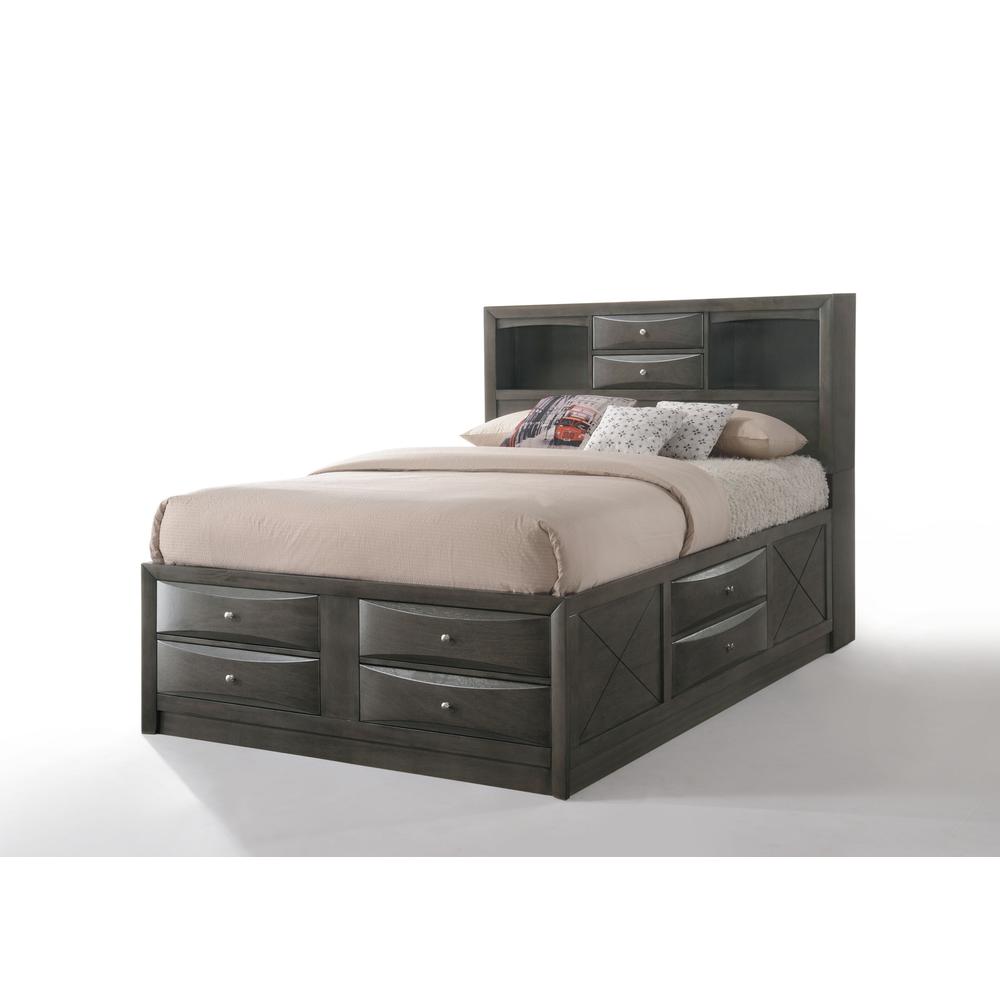 Ireland Queen Bed w/Storage, Gray Oak (1Set/4Ctn). Picture 1