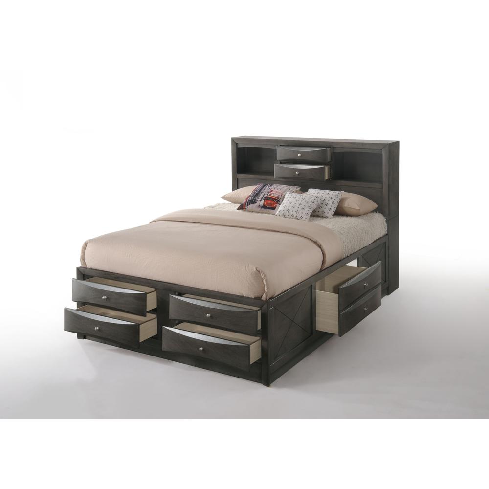 Ireland Queen Bed w/Storage, Gray Oak (1Set/4Ctn). Picture 3